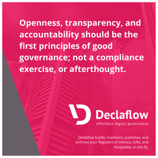 Declaflow Register of Interest, Gifts, and Hospitality effortless governance solution.